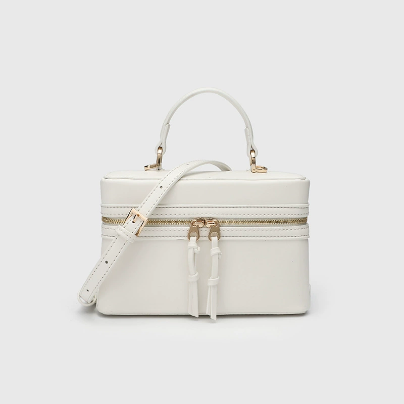 Top-handle vanity bag, canvas & PU options, compact 25.5×9×18 cm
