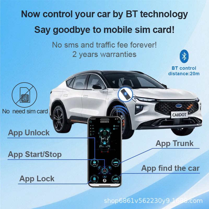 Cardot Keyless Ignition Modification with Bluetooth Mobile Phone Control for One-Touch Start and Remote Start of Gasoline or Diesel Vehicles