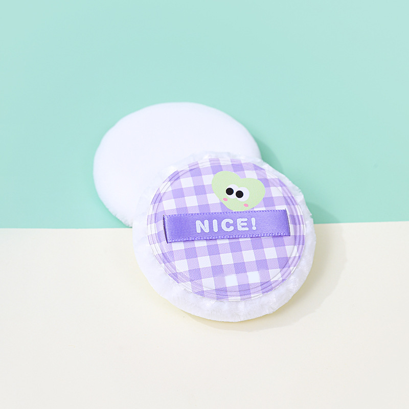 Customizado gran ojo bonito redondo polvo de vello corto no comer polvo de blush grueso polvo de maquillaje polvo de esponja de maquillaje polvo de blush