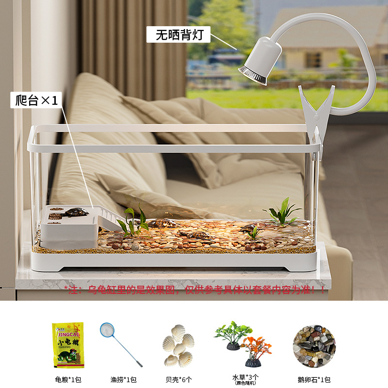 Tanque de tortuga, sala de estar para el hogar, alta transparencia, lámpara, tanque de alimentación de tortuga ecológica, escritorio de oficina, caja de peces de colores de paisajismo pequeño