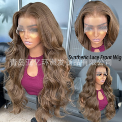 跨境欧美假发亚麻色长卷发前蕾丝化纤头套日本丝进口丝仿真发wigs