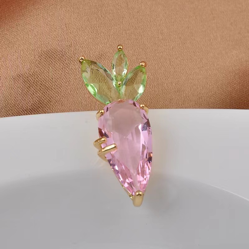 Koreanische beliebte kristall brosche exquisite design rosa karotte anti exposition corsage pin jacke zubehör_voghion.com