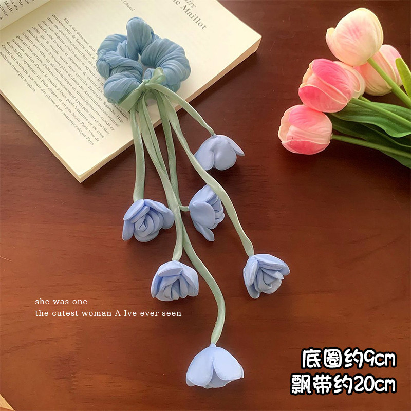 2번 #파란 은방울꽃 리본 - 밑단 둘레 약 9cm, 리본 길이 약 20cm