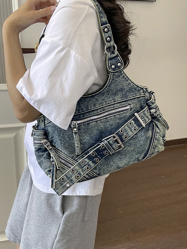 Bolsa de hombro al por mayor transfronteriza 2026 nuevo denim para hacer vieja locomotora estilo retro mochila casual