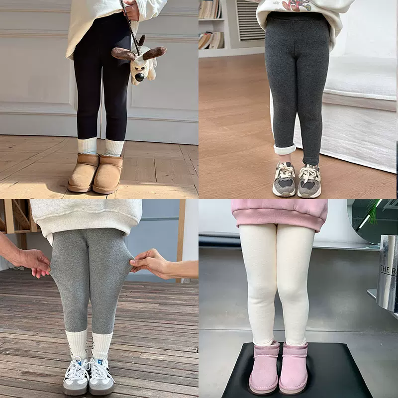 【羊毛拉架复合350g撸猫绒】女童冬季保暖加绒加厚修身打底裤