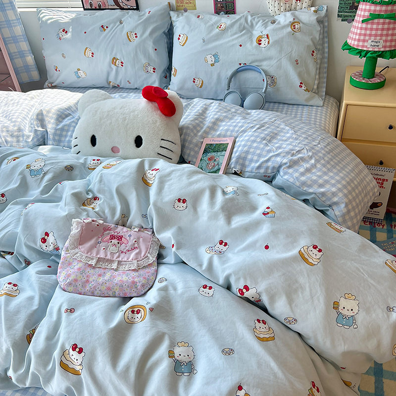 四件套a类母婴机床上用品水洗棉双层纱床单床笠款学生宿舍三4件套|undefined