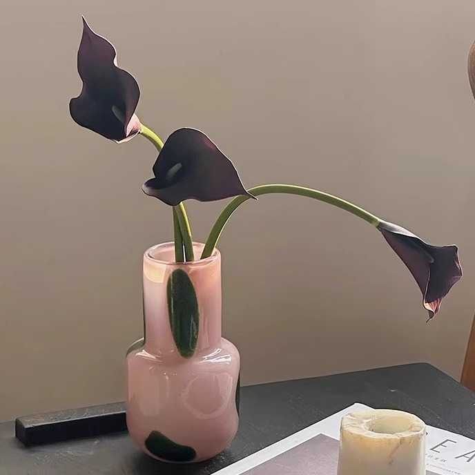 옥색 유리 펜턴 꽃병 프랑스 중세 빛 럭셔리 수경 식물 거실 입구 장식 집들이 선물