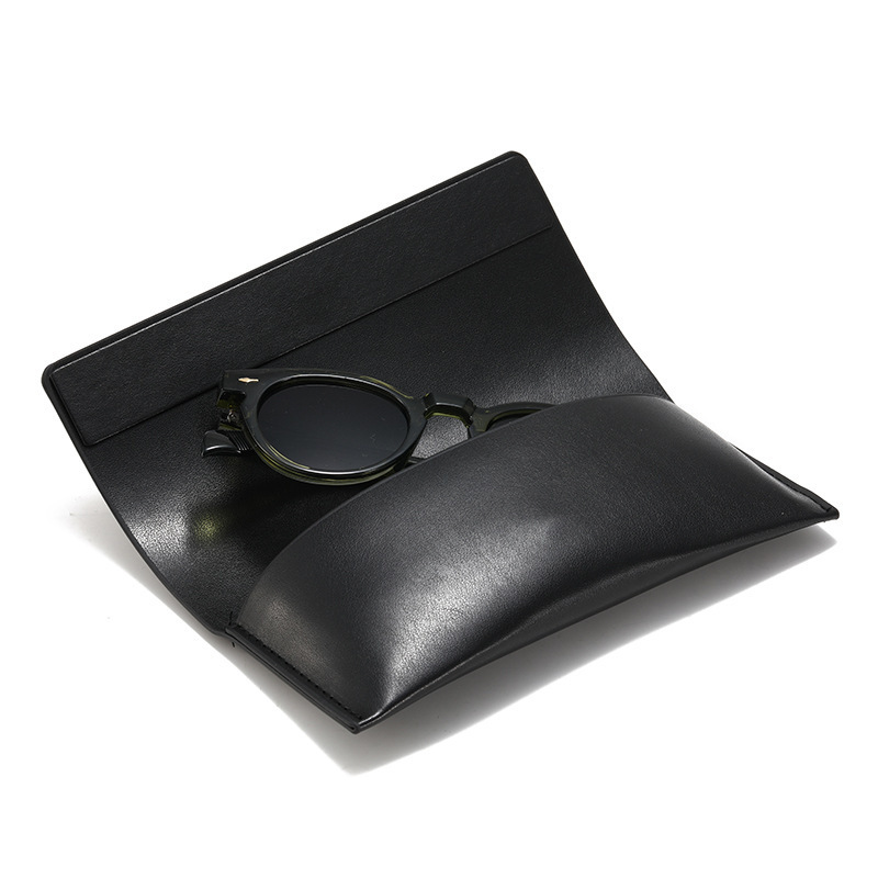 Cross-Border Magnetic Leather Simple and Stylish Sunglasses Case Soft Leather Wholesale Glasses Bag Glasses Storage Customization