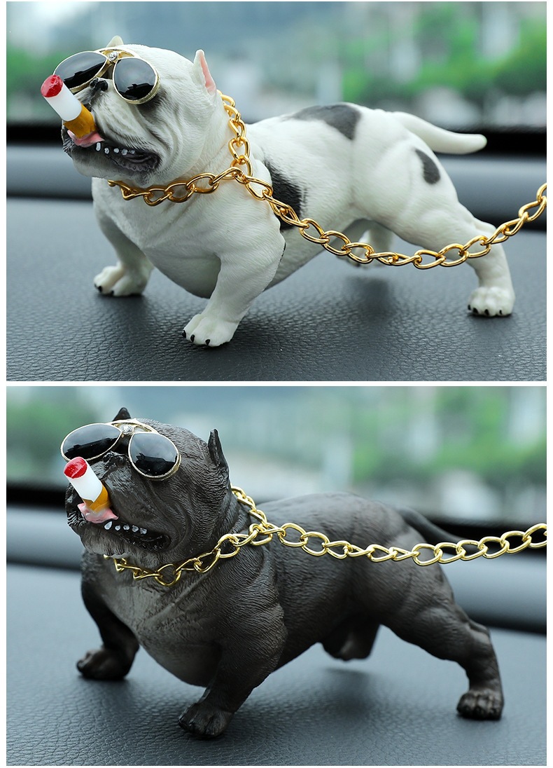 Car-Mounted Internet Celebrity Bully Dog Car Dashboard Personalized Creative Social Dog Decoration Items Small Car Ornaments