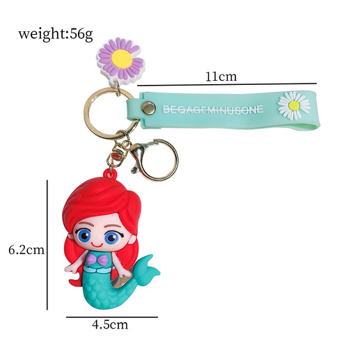 Cute Cartoon Snow White Bag Pendant Princess Car Keychain Wholesale Mermaid Keychain Blind Box