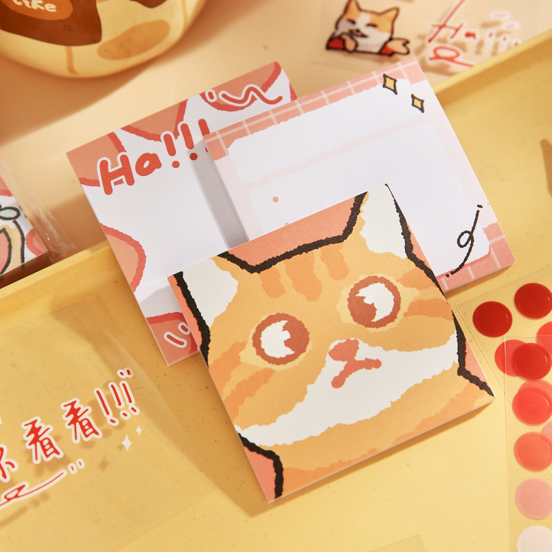 Yoyo Brin Fun Memo, gato divertido, tema lindo abstracto, nota de escritura, nota de registro