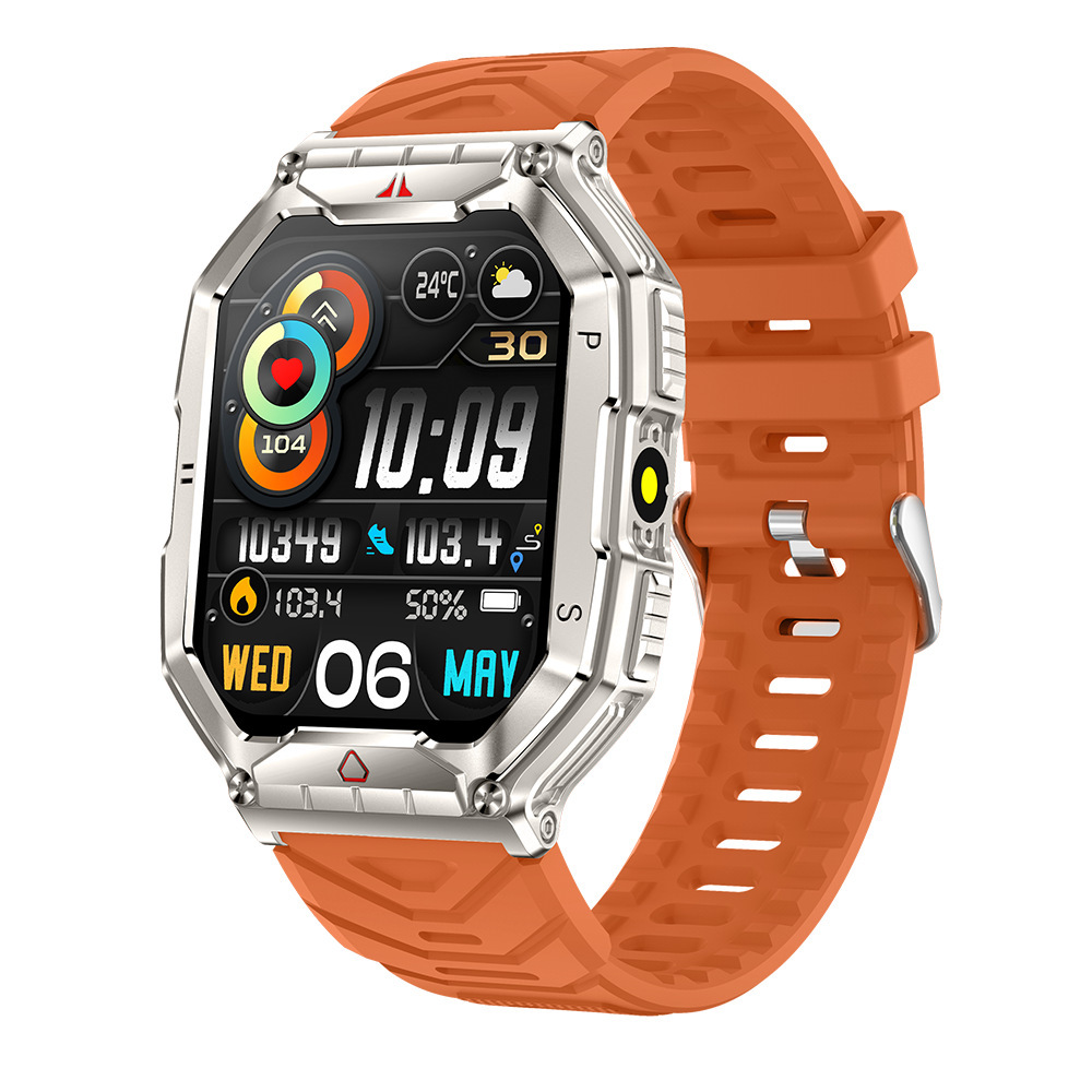 KR82 Smartwatch – Robuste Outdoor-Smartwatch mit Bluetooth-Anruffunktion, Kompass, Echtzeit-Barometer, Herzfrequenz- und Blutsauerstoffmessung_voghion.com