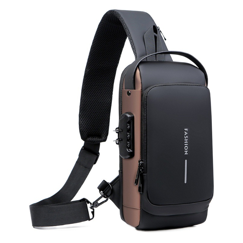 Bolsa de pecho de motocicleta contraseña antirrobo bolsa de hombre Bolsa de hombro de moda europea y americana bolsa de mensajero multifuncional de ocio deportivo de negocios