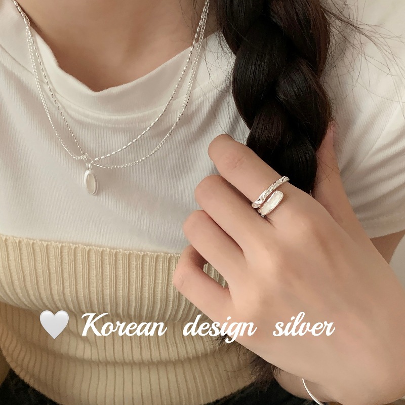 韓國東大門網紅銀飾 S925純銀熔岩滴膠戒指 2023小眾設計食指環女