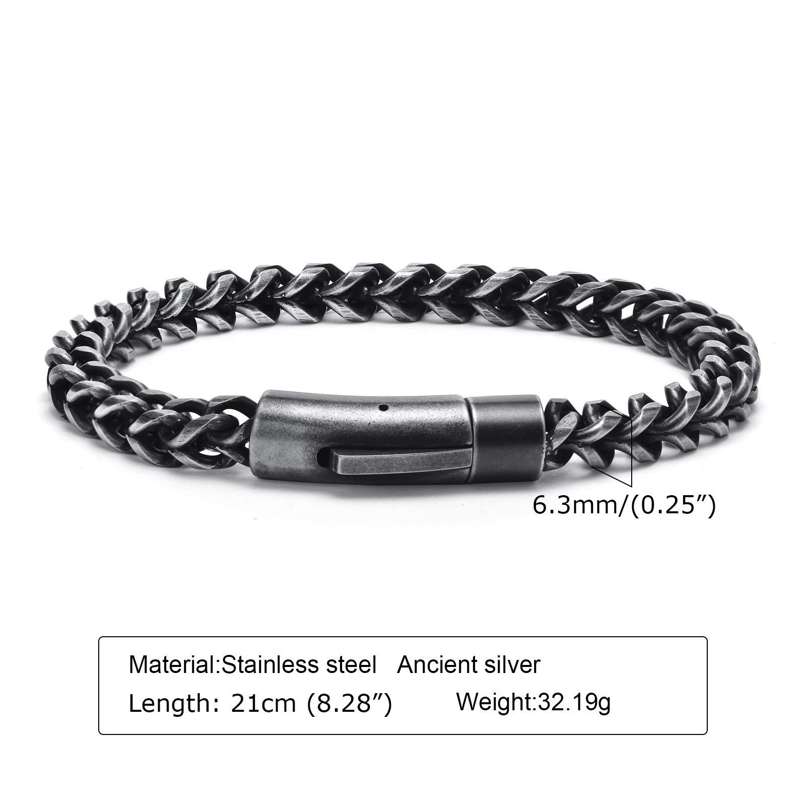 37g Weight 0.03µm Gold Plating Thickness PVD Coated Gold Plating Process Simple Style Solid Color Stainless Steel Men'S Bracelets Men's Chain Bracelets