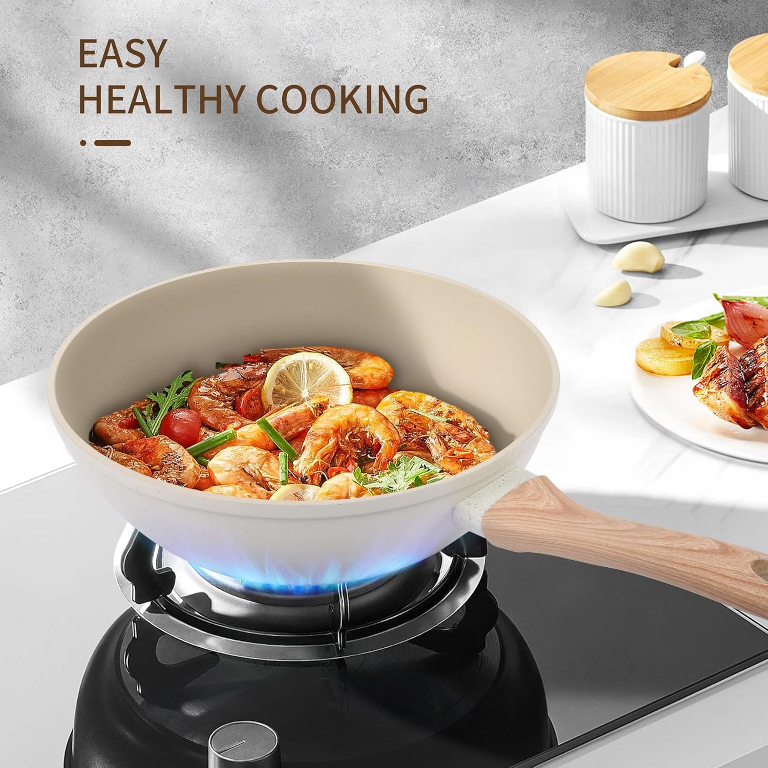 Arroz de arroz de arroz de piedra, olla de frita doméstica, olla de frita sin humo de aceite, olla de frita electromagnética, olla antiadherente general al por mayor