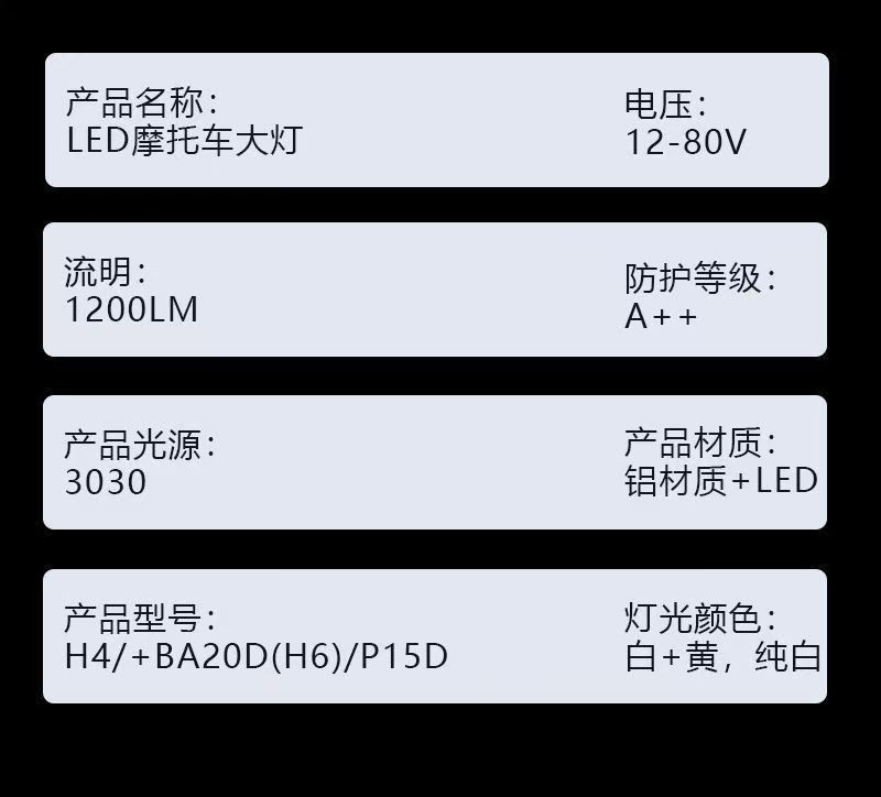 Motorcycle Led Headlight High Brightness Electric Vehicle High Energy Low Consumption 12-80V Direct Plug Universal Far and Near Integrated Model
