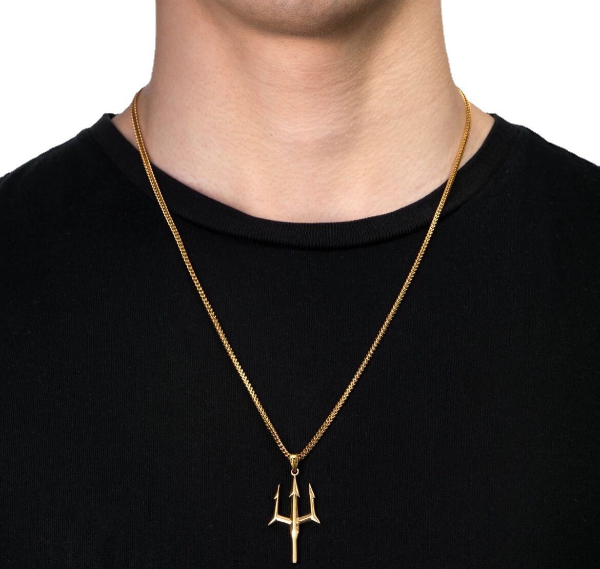 Collier trident de Neptune en alliage à pompon transfrontalier, design masculin européen et américain, pendentif hip-hop audacieux_voghion.com