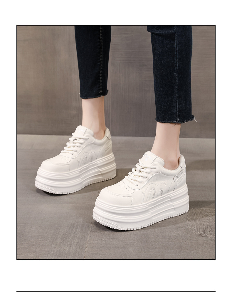 Giày sneaker nữ đế dày tăng chiều cao, phong cách đa năng, lót nhung ấm — gạo nâu chi tiết 16