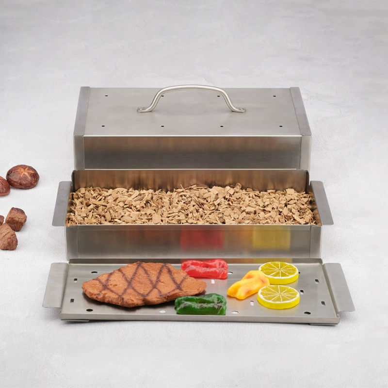 Коробка для копченых сигарет из нержавеющей стали прямоугольная коробка для барбекю с древесным углем коробка для сигарет со специями коробка для копченого мяса