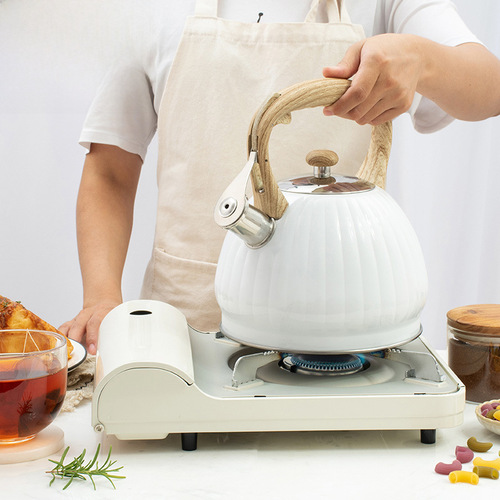 Truffle White Pumpkin Shaped Whistling Water Kettle 3.5L Amazon New Whistling Water Kettle Wholesale Cross-border Kitchen Gadgets