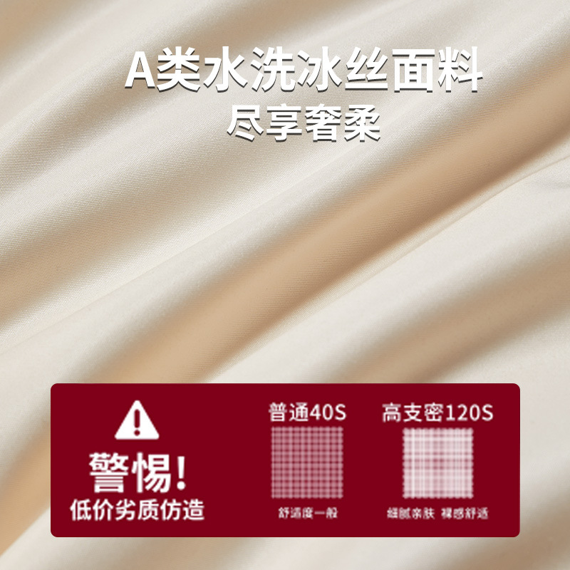 Nuevo traje de cuatro piezas de seda de hielo 2025 nuevo estilo sábana de lujo ligera funda edredón verano inocente sedoso ropa de cama desnuda no es