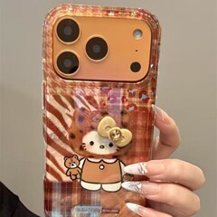 拼接豹纹头套Kitty猫适用iPhone17PROMAX手机壳新款16/15/14小众
