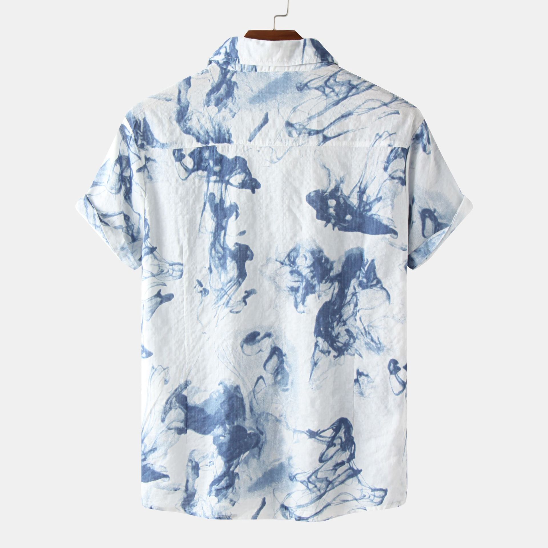 2021 Camisa de hombre de comercio exterior de Amazon manga corta solapa de hombre camisa impresa camisa hawaiana de hombre forro de flores