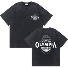 Washed Vintage Olympia Amateur Korea Double Sided Print T-sh