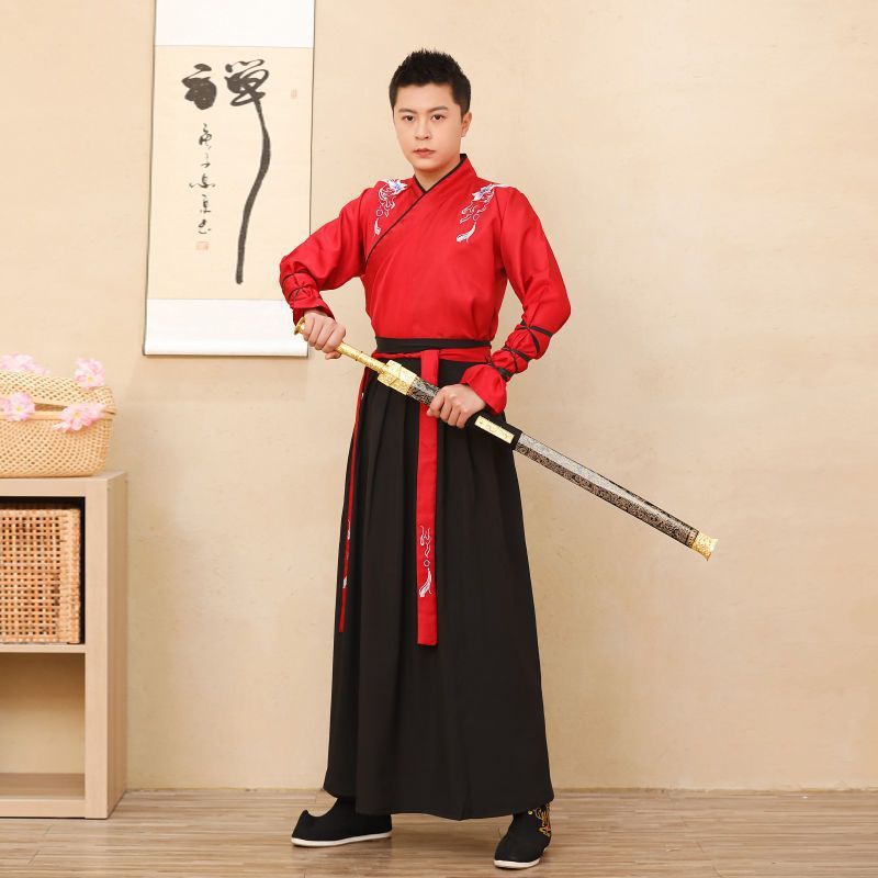 漢服男性中国風古代風武侠剣士男性大きいサイズ公子古代衣装黒横暴女子学生クラス制服春|undefined