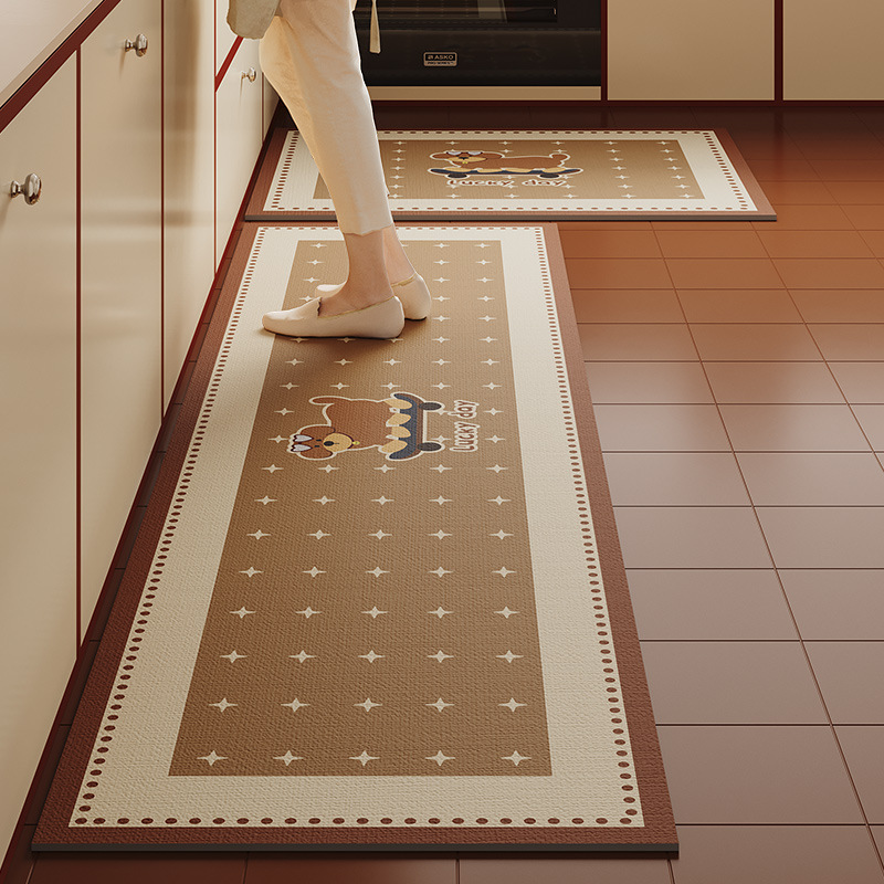 Nueva alfombra de cocina de dibujos animados de alta calidad, barro de diatomeas, tira larga, antideslizante, alfombra cuadrada simple, suministro directo de fábrica