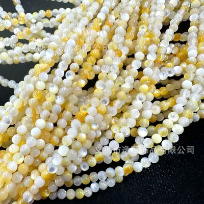 Shell Round Beads Loose Beads | Zərgərlik ara hissələri - yellow-shell-45mm1-piece