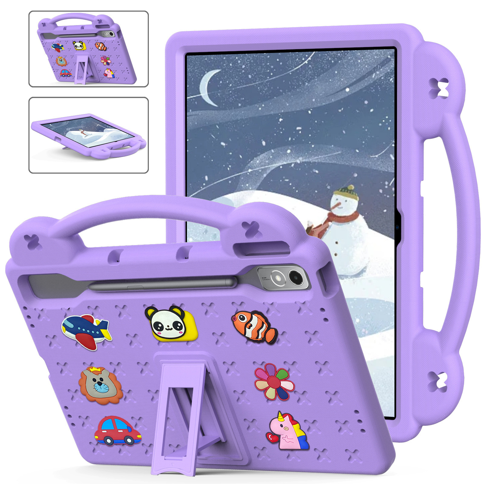 For Lenovo P12 12.7(2023) tablet cartoon DIY children's bracket anti-fall protective cover