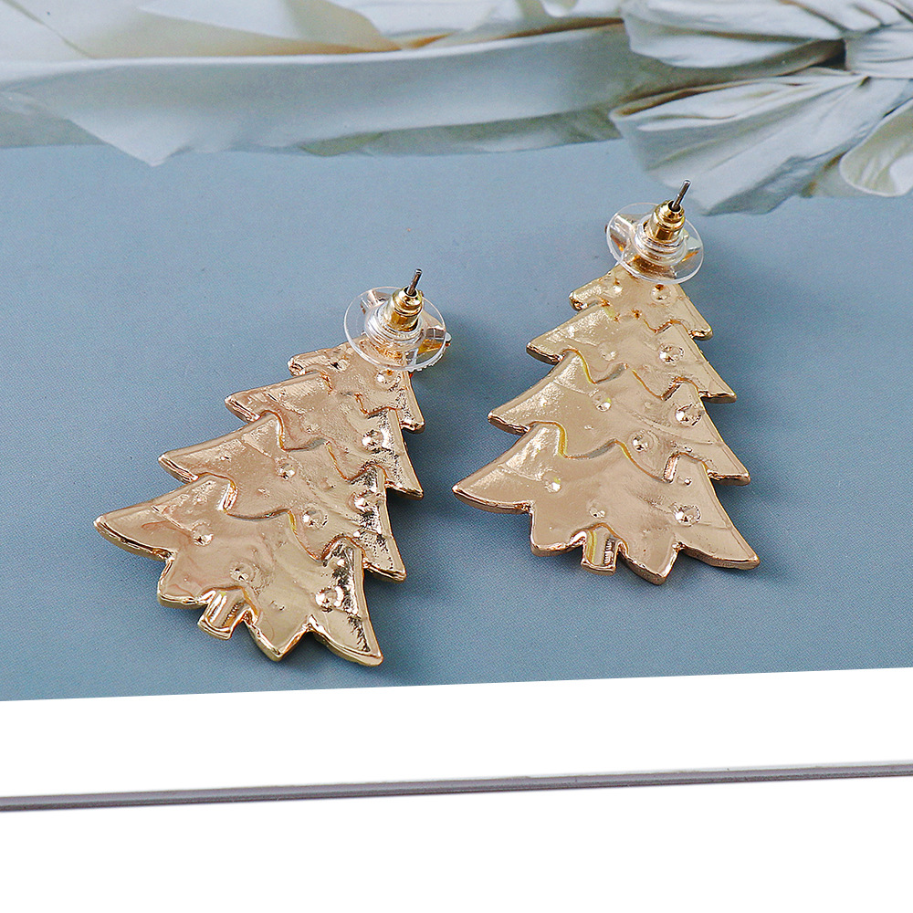 New Creative Christmas Gifts Diamond-studded Christmas Tree Alloy Earrings display picture 6