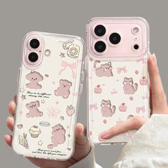 蝶結びの犬柄 iPhone 17 ケース 17Promax 耐衝撃 17pro ピンク Air 保護カバー 16 ソフトケース 15