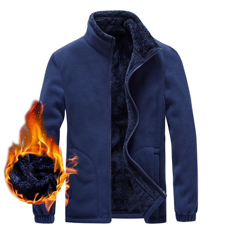 AliExpress Amazon осенне-зимний воротник-стойка однотонное утолщенное пальто на флисовой подкладке кардиган пара уличный свитер куртка для мужчин