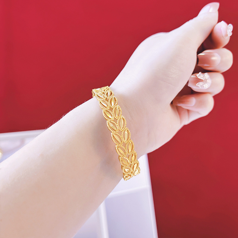 Vietnam oro trigo oído abierto hueco anillo pulsera joyería de las mujeres Internet celebridad mismo amor hoja suministro al por mayor