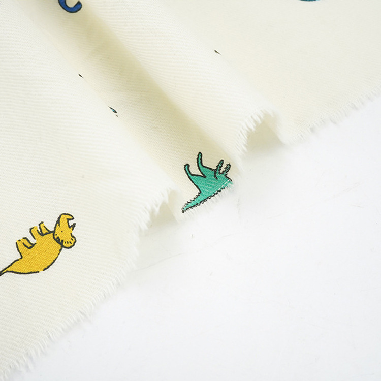 Roll textiles al por mayor 40s dinosaurios dibujos animados patrón de impresión digital ropa de algodón
