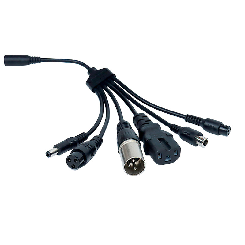 Adaptador de alimentación de CC uno dividido seis patina equilibrada bicicleta eléctrica cargador a prueba de agua conector de cable 42V