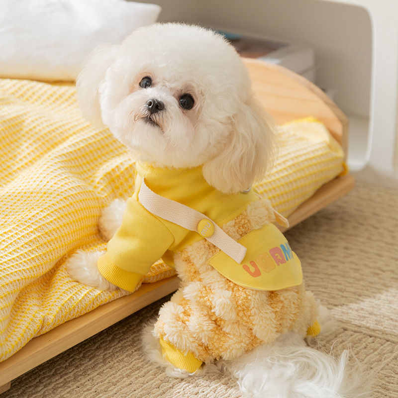 JM 개 옷 견인 버클 겨울 벨벳 의류 테디 강아지 야외 개 걷기 따뜻한 일본어와 한국 겨울 벨벳 네 다리