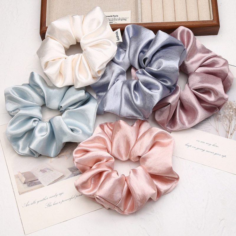 Coreano de alta calidad crema perlada satén anillo de cabello intestino grueso DIY material de tela accesorios de cabello hechos a mano