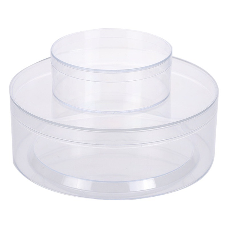 Grado Alimenticio caja de plástico redondo transparente PS material fruta cristal barro Delgado embalaje caja redonda en stock al por mayor