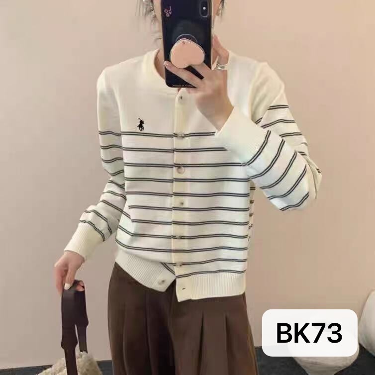 Autumn New Women's Fashion Korean-Style Design Color-Blocking Round-Neck Striped Knit Cardigan High-End Sweater Coat Top Autumn New Women's Fashion Korean-Style Design Color-Blocking Round-Neck Striped Knit Cardigan High-End Sweater Coat Top