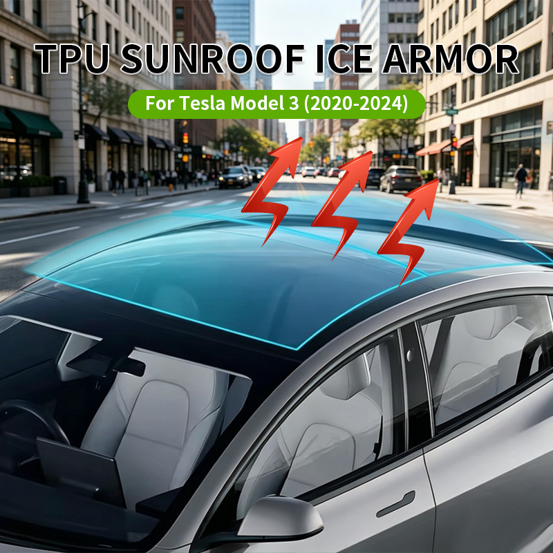 Cross-Border Exclusive Supply for 2020-2024 Model 3 Pre-Cut Tpu Sunroof Black Crystal Ice Armor Heat Insulation Film