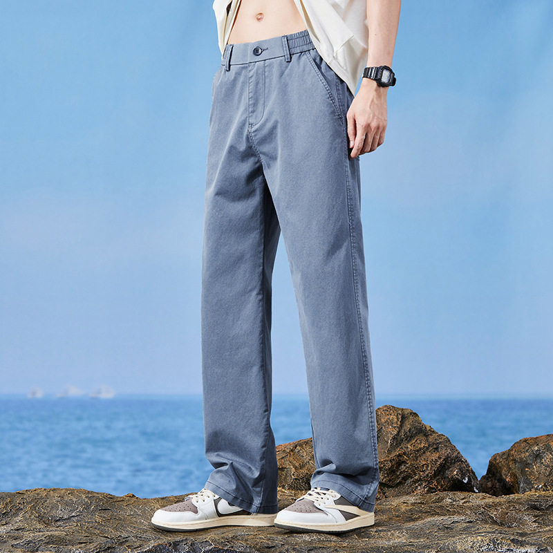 パンツメンズ 2025 夏新作テンセルデニムメンズパンツゆったり薄手ワイドレッグパンツ|undefined