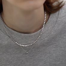 蒂奇欧美韩版日系S925纯银双层叠戴珠子项链女经典时髦百搭锁骨链