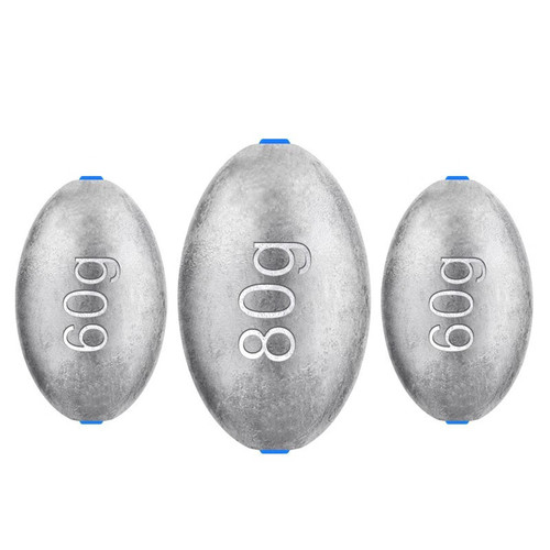 Plastic Core Olive Through Lead Sinkers, Heavy Olive-Shaped Lead Sinkers, Line-Friendly, Centered Fishing Sinkers, Freshwater and Saltwater Lure Fishing Weights