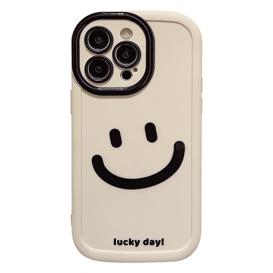 Funda Apple 16 estilo graffiti simple, sonrisa, silicona completa protectora, coreano