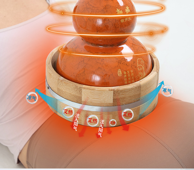 Golden Glaze Gourd Moxa Burner Ceramic Smoke Venting Mugwort Warming Tool for Home and Spa Use key features