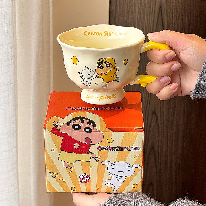 クレヨンしんちゃんマグカップかわいい漫画セラミックカップ高颜値カップルコーヒーカップ子供朝食ミルクカップ|undefined